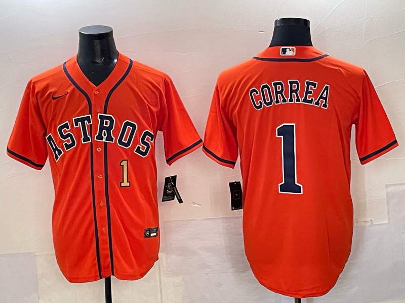 Men Houston Astros #1 Correa orange 2025 Nike MLB Jersey 00